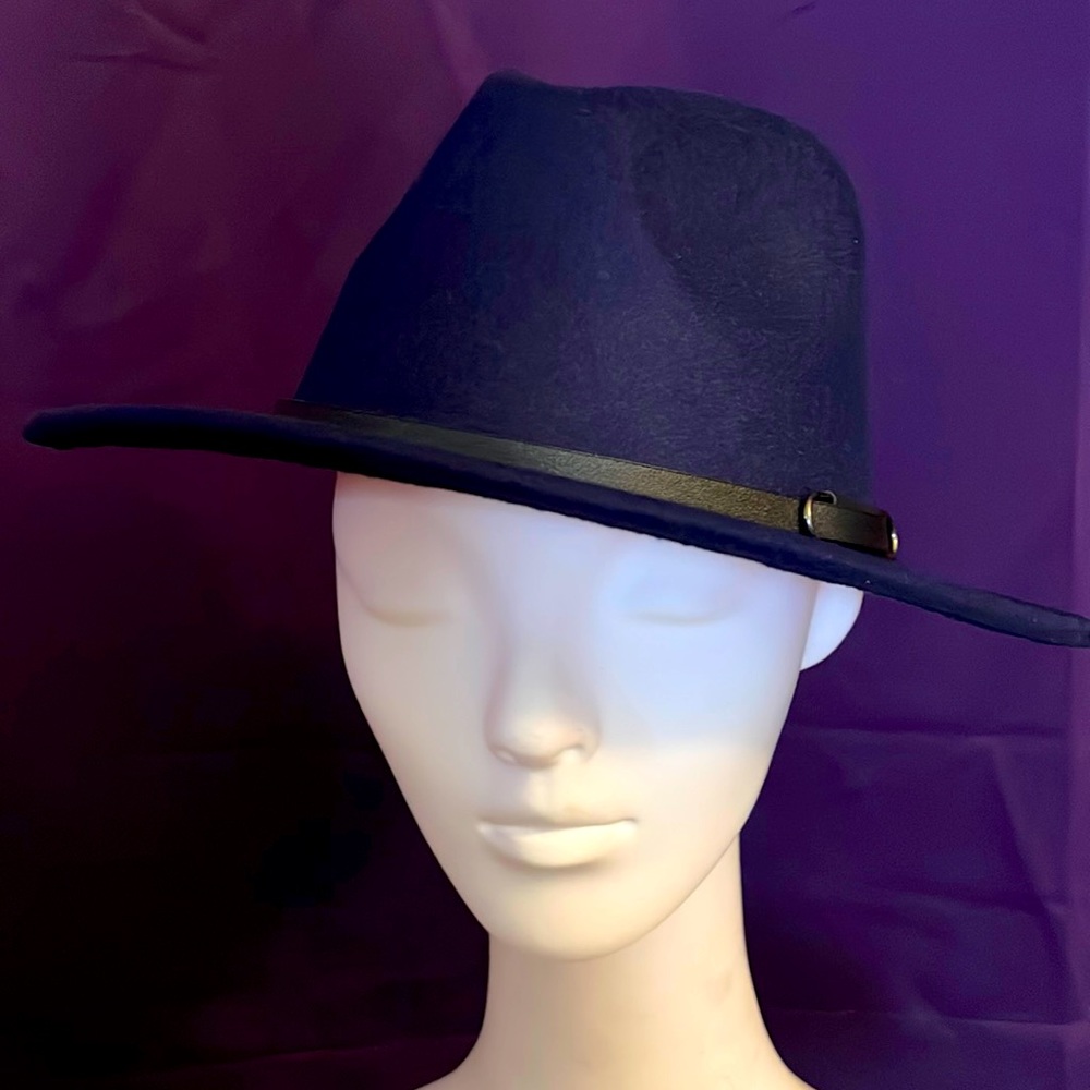 Womens Fedora Navy blue with black band around top